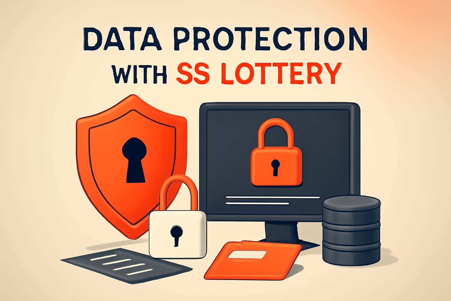 An educational graphic illustrating data protection measures related to 55 Lottery.