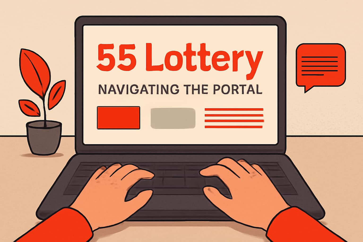 Visual representation of the 55 Lottery Portal navigation with a focus on security.