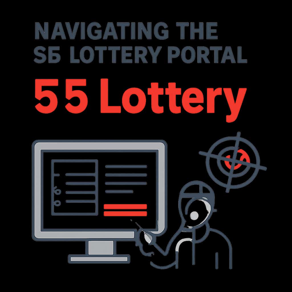 Diagram outlining steps for navigating the 55 Lottery Portal.