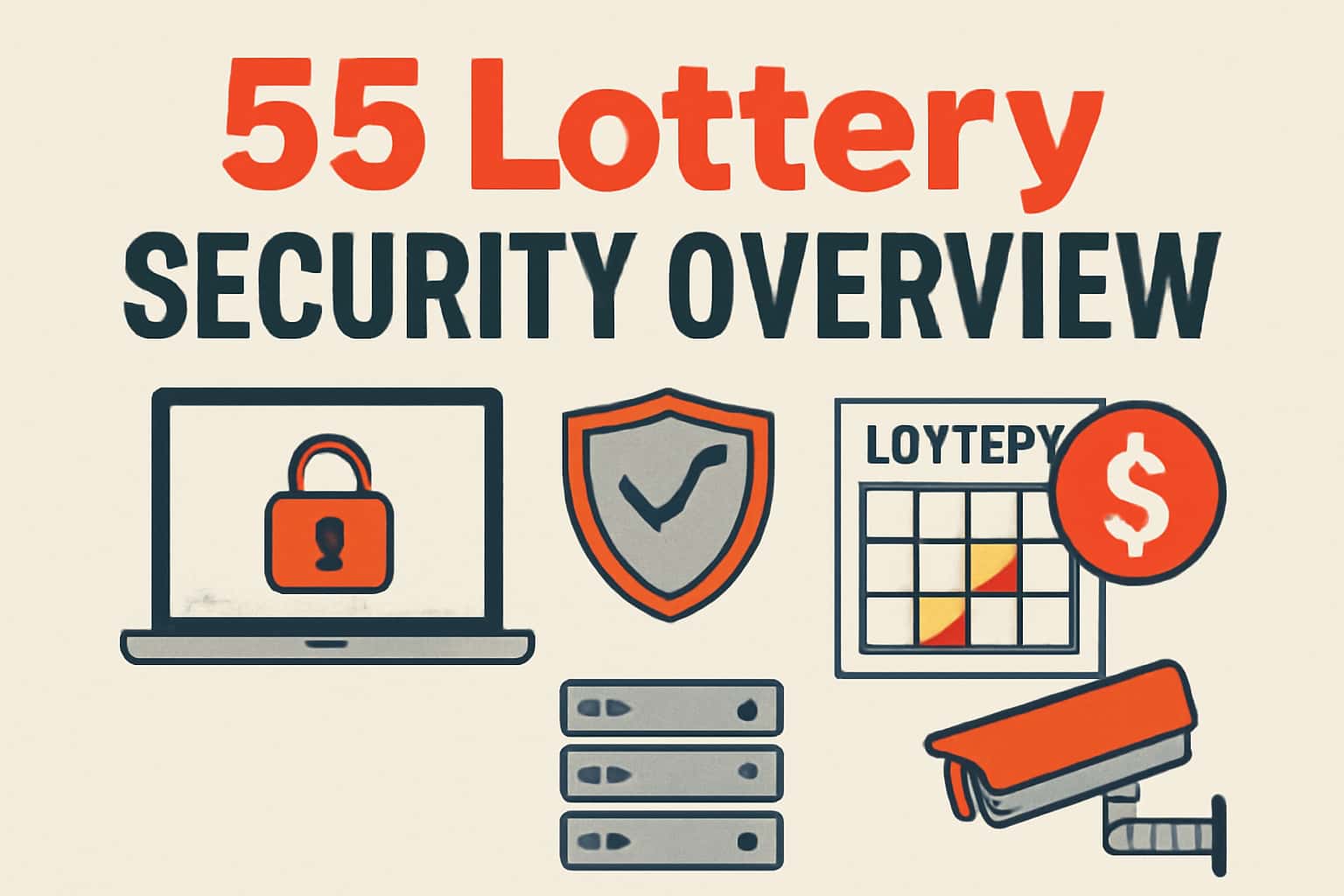 An informative overview of security measures related to 55 Lottery, featuring the text '55 Lottery' in a high-tech design.