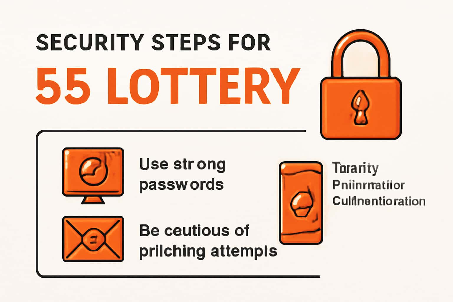 Informational scene illustrating security steps for 55 Lottery.