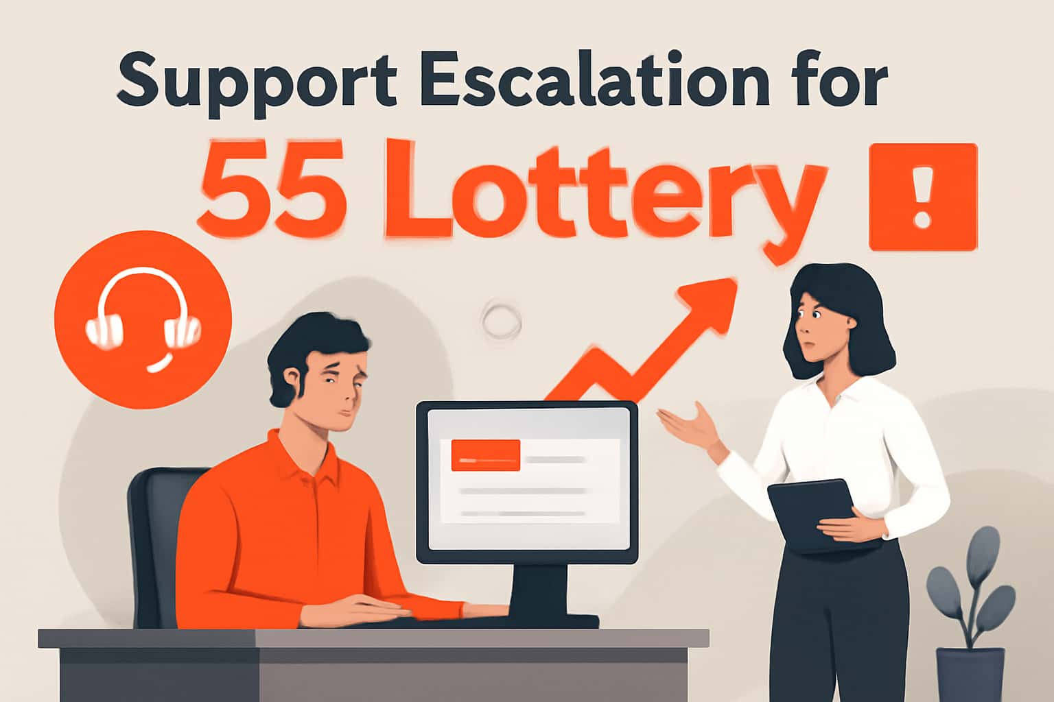 A secure access portal for support escalation in 55 Lottery, featuring modern design elements.