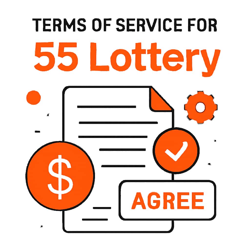 An educational diagram outlining key elements of the Terms of Service for 55 Lottery.