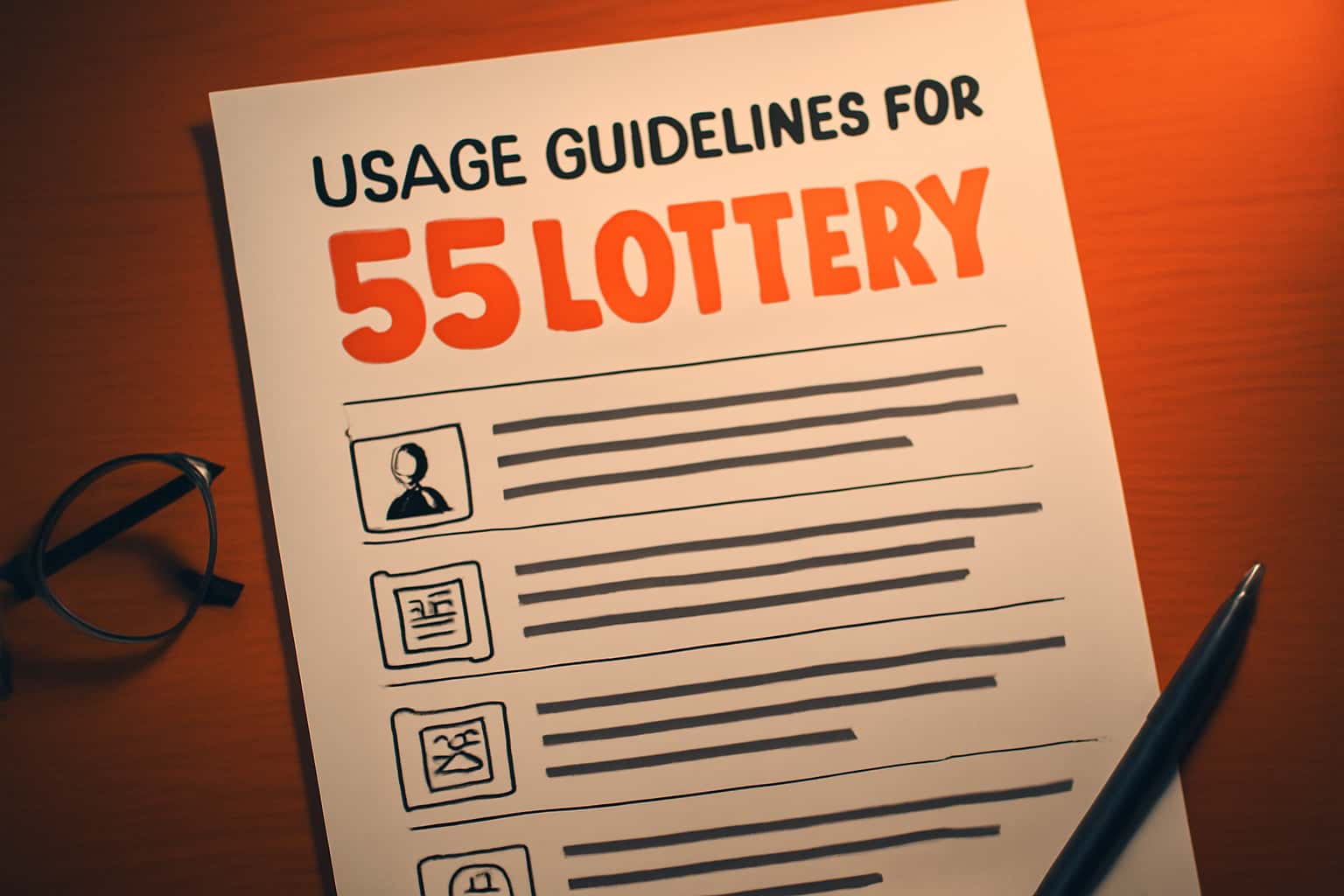 An informational scene depicting guidelines for secure access to the 55 Lottery.